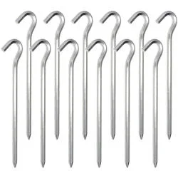 Solid Steel Tent Pegs, Rust Resistant Metal Hook, Garden Stake for Plants and Landscaping